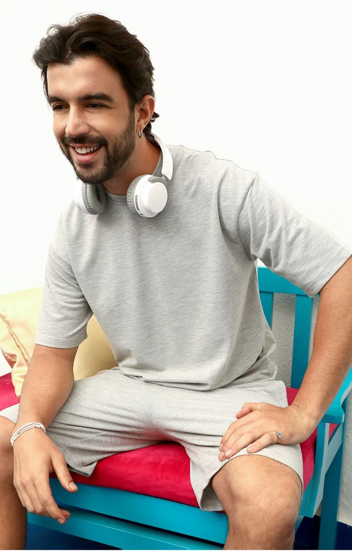 Men's Grey Solid Co-ords