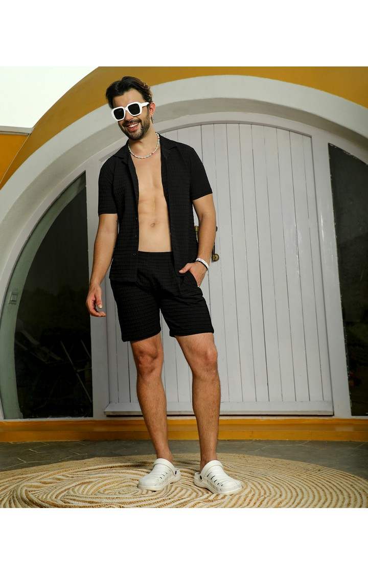 Men's Black Solid Co-ords