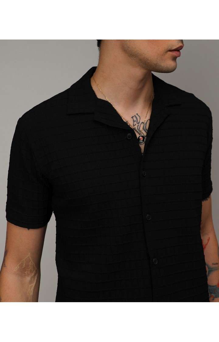 Men's Black Solid Co-ords