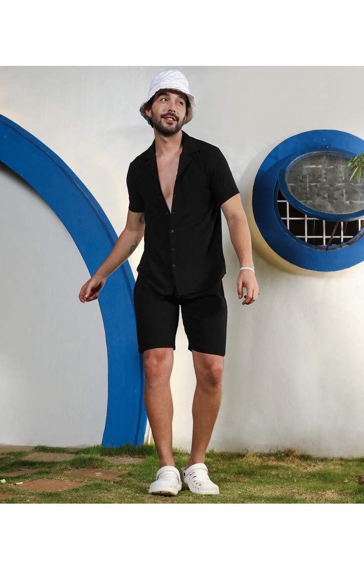 Men's Black Solid Co-ords