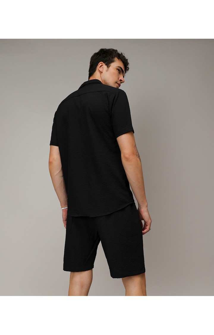 Men's Black Solid Co-ords