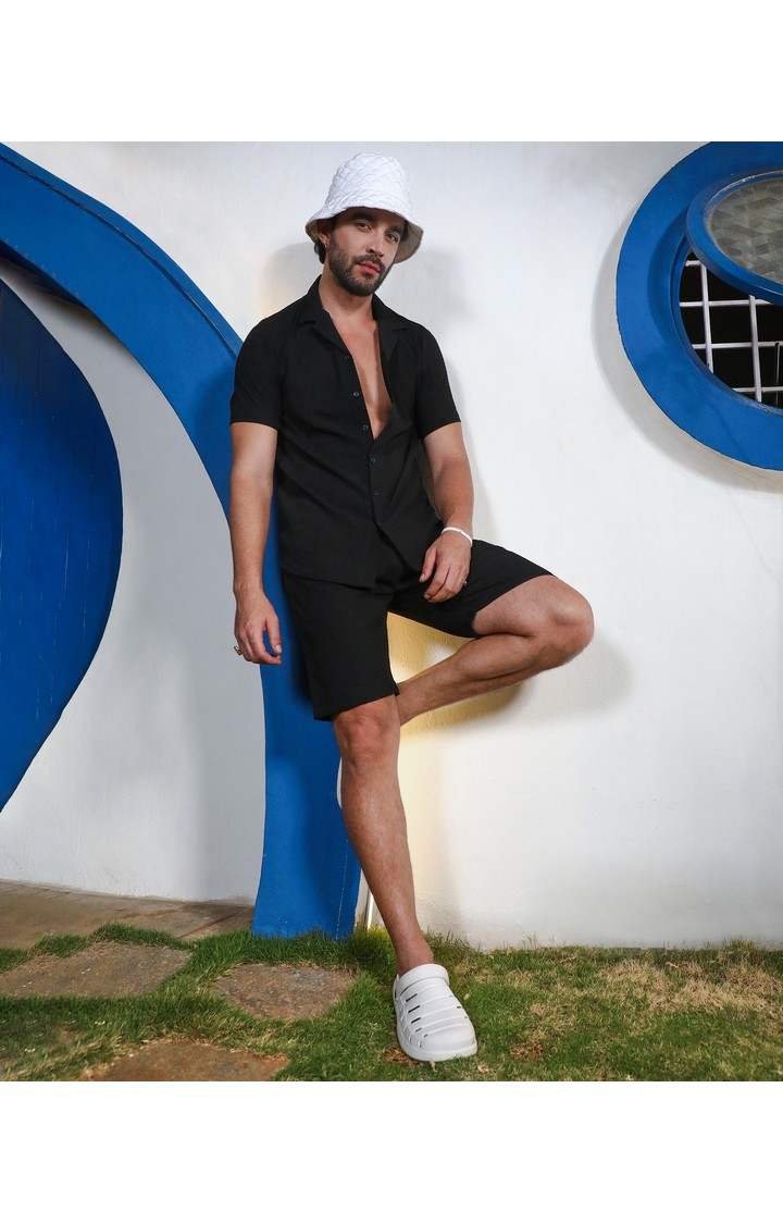 Men's Black Solid Co-ords