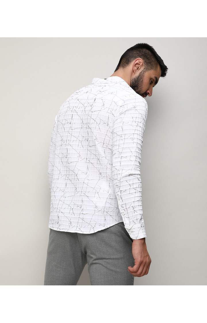 Men's White Printed Casual Shirts