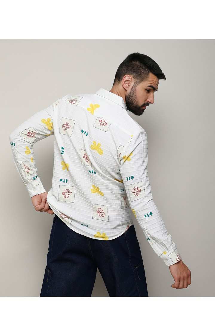 Men's White Printed Casual Shirts