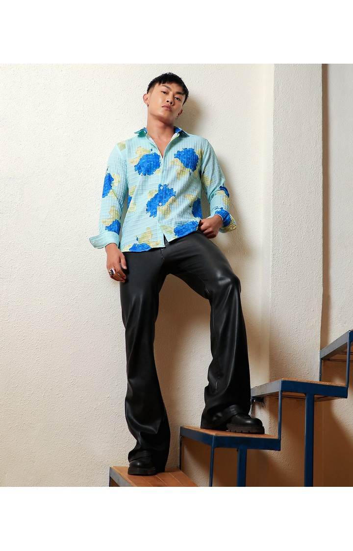 Men's Blue Printed Casual Shirts