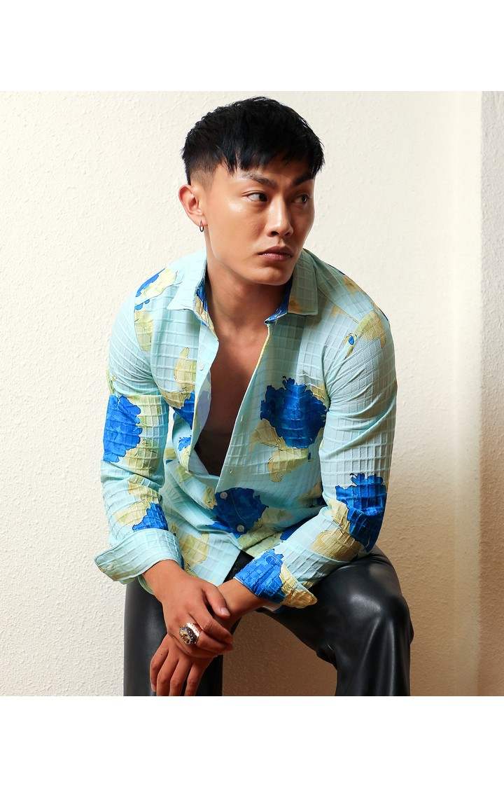Men's Blue Printed Casual Shirts