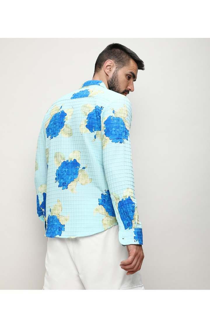 Men's Blue Printed Casual Shirts