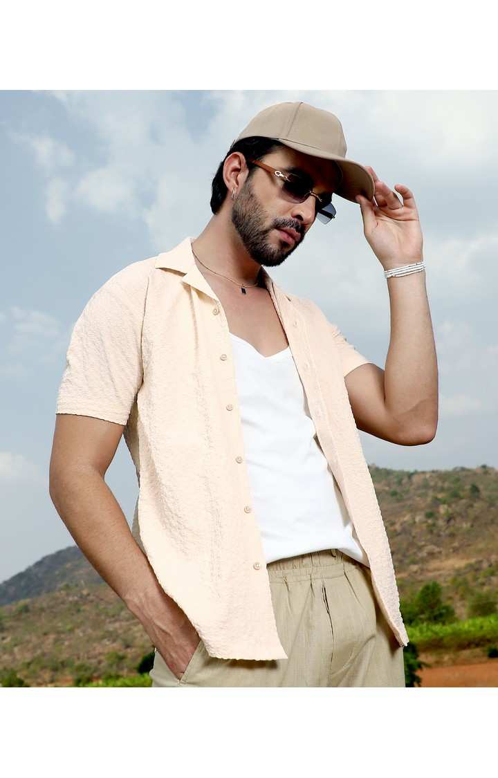 Men's Yellow Solid Casual Shirts