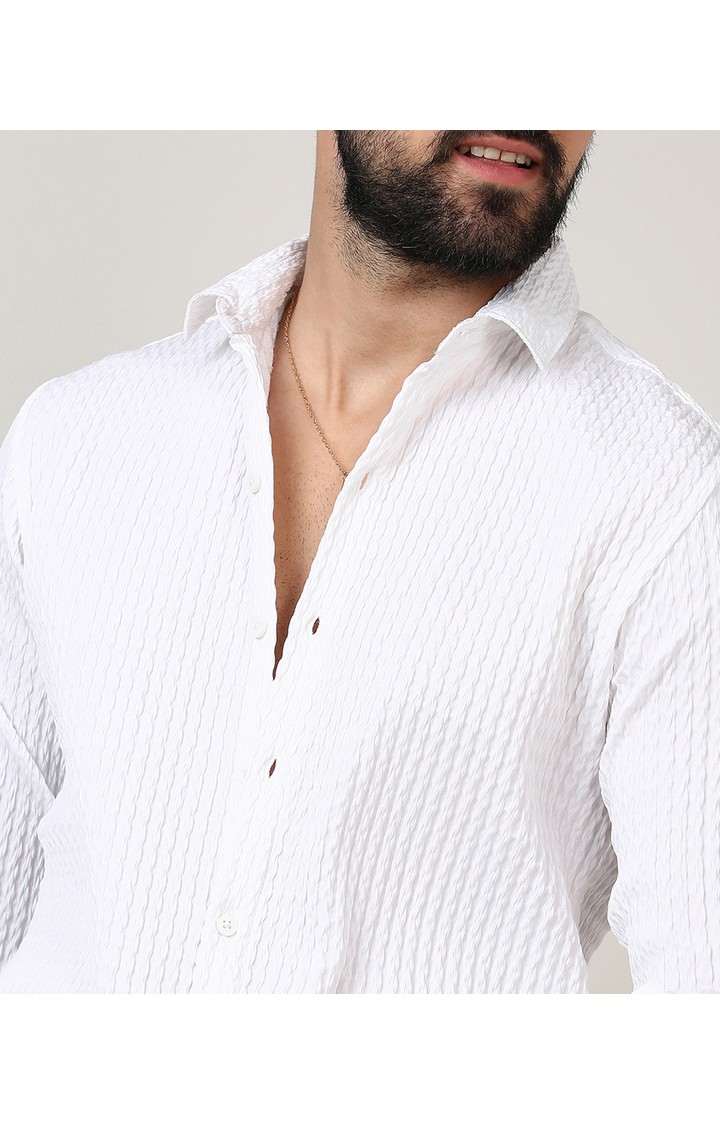 Men's White Solid Casual Shirts