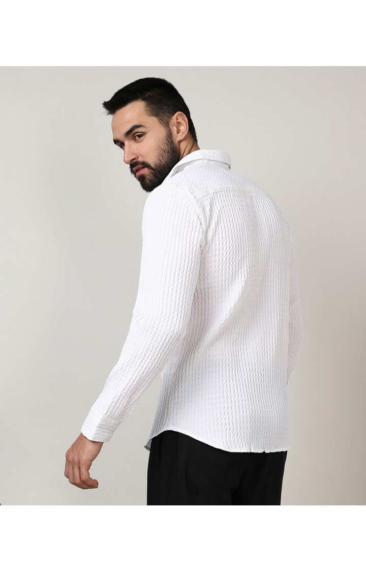 Men's White Solid Casual Shirts