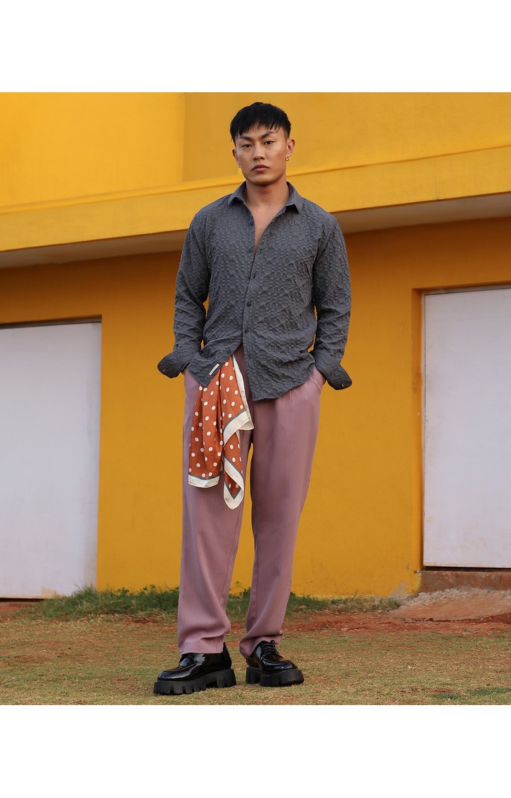 Men's Grey Solid Casual Shirts