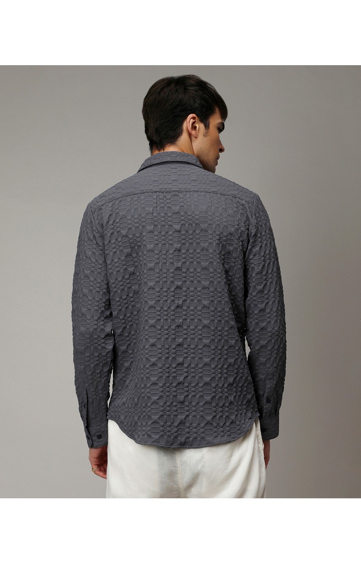 Men's Grey Solid Casual Shirts