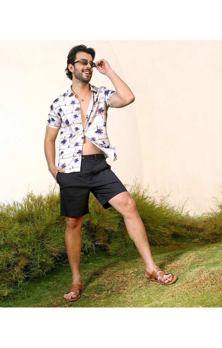 Men's White Printed Casual Shirts