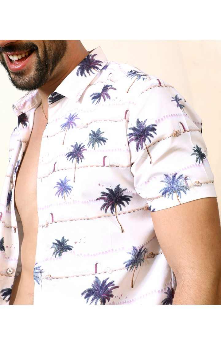 Men's White Printed Casual Shirts