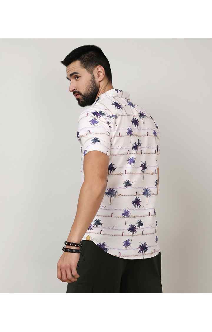 Men's White Printed Casual Shirts