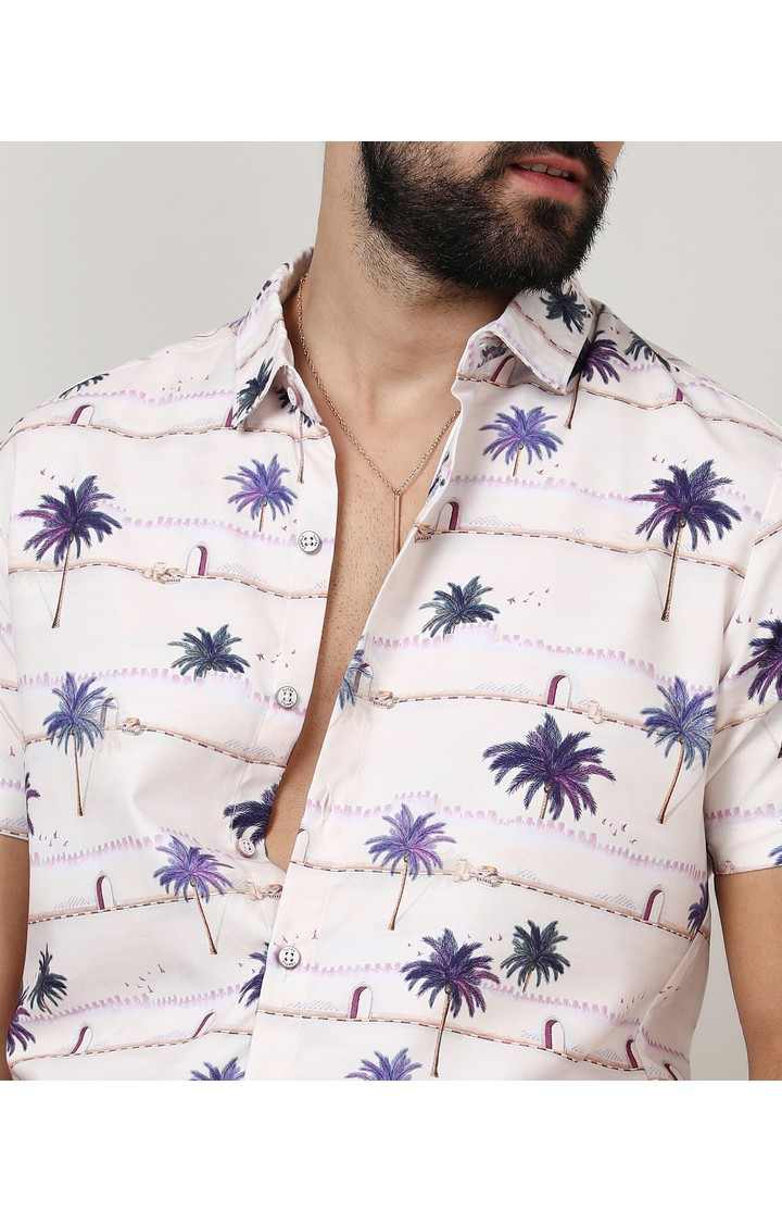 Men's White Printed Casual Shirts