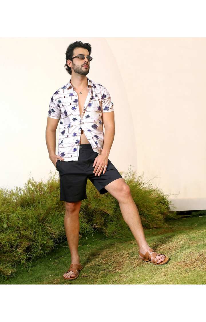 Men's White Printed Casual Shirts