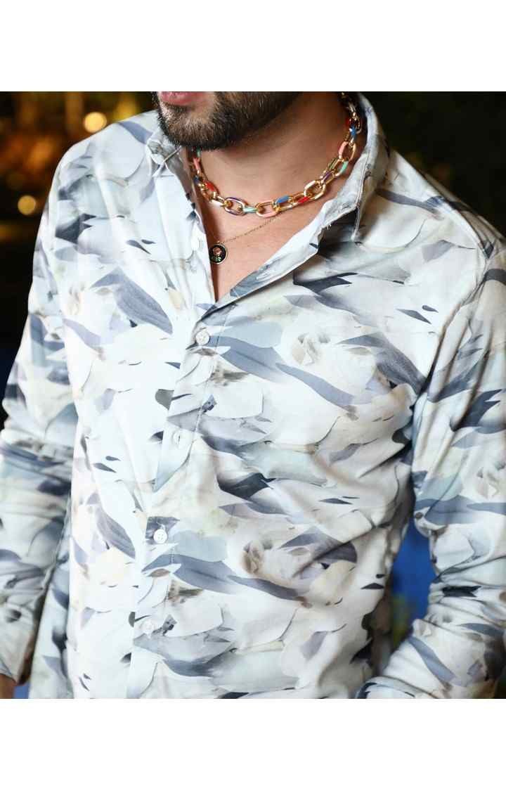 Men's Grey Printed Casual Shirts