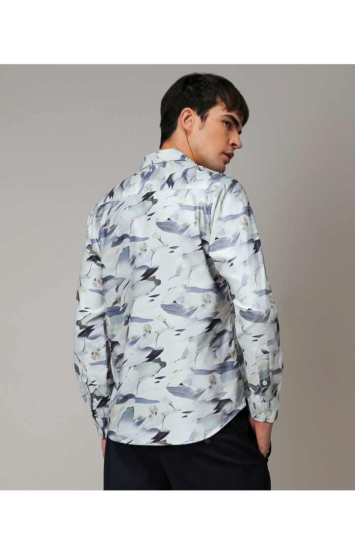 Men's Grey Printed Casual Shirts