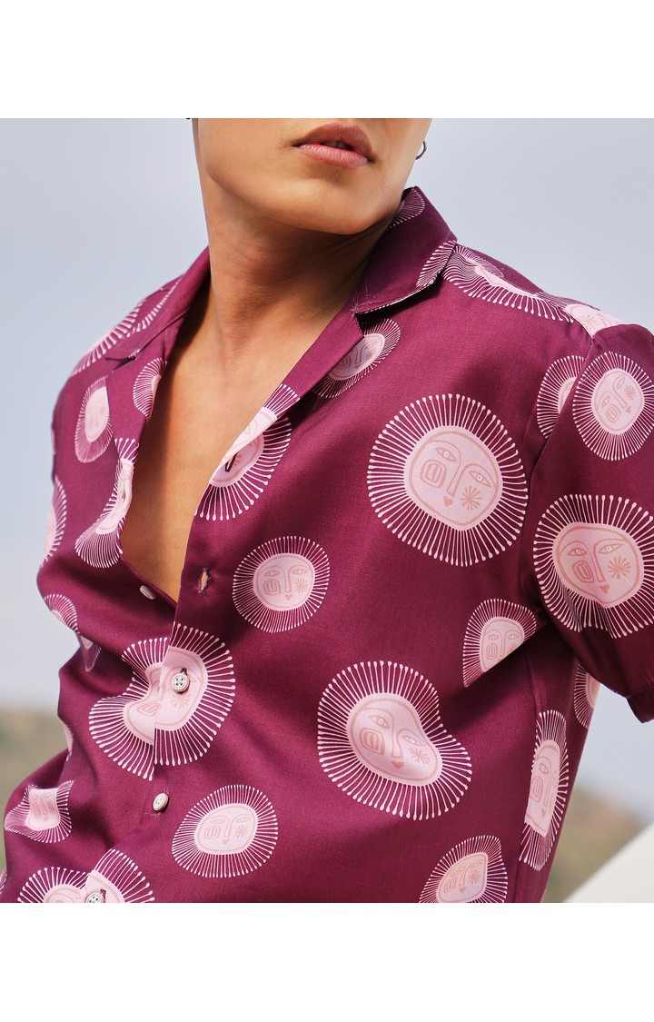 Men's Red Printed Casual Shirts