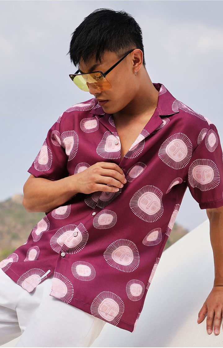 Men's Red Printed Casual Shirts