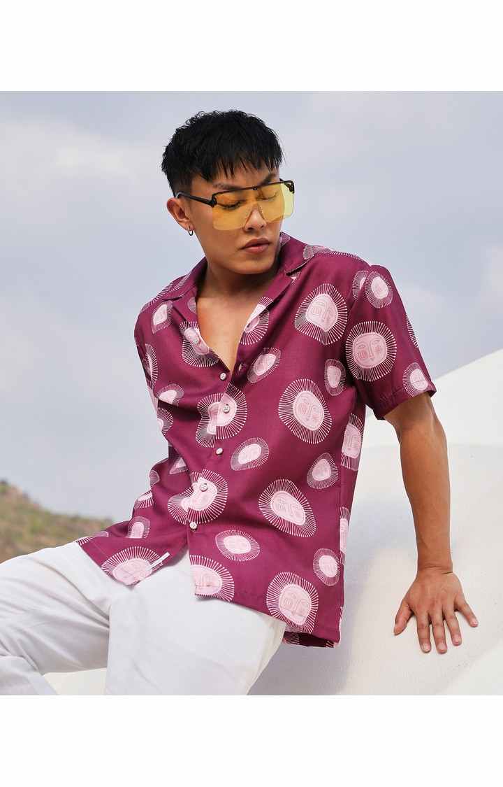 Men's Red Printed Casual Shirts