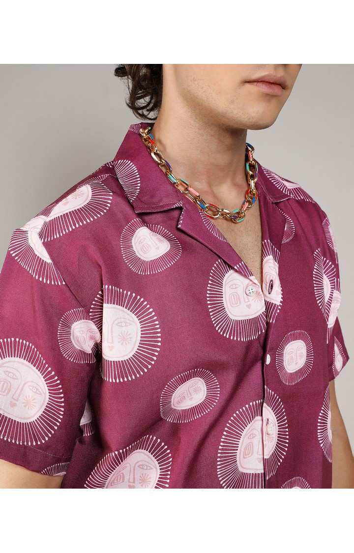 Men's Red Printed Casual Shirts