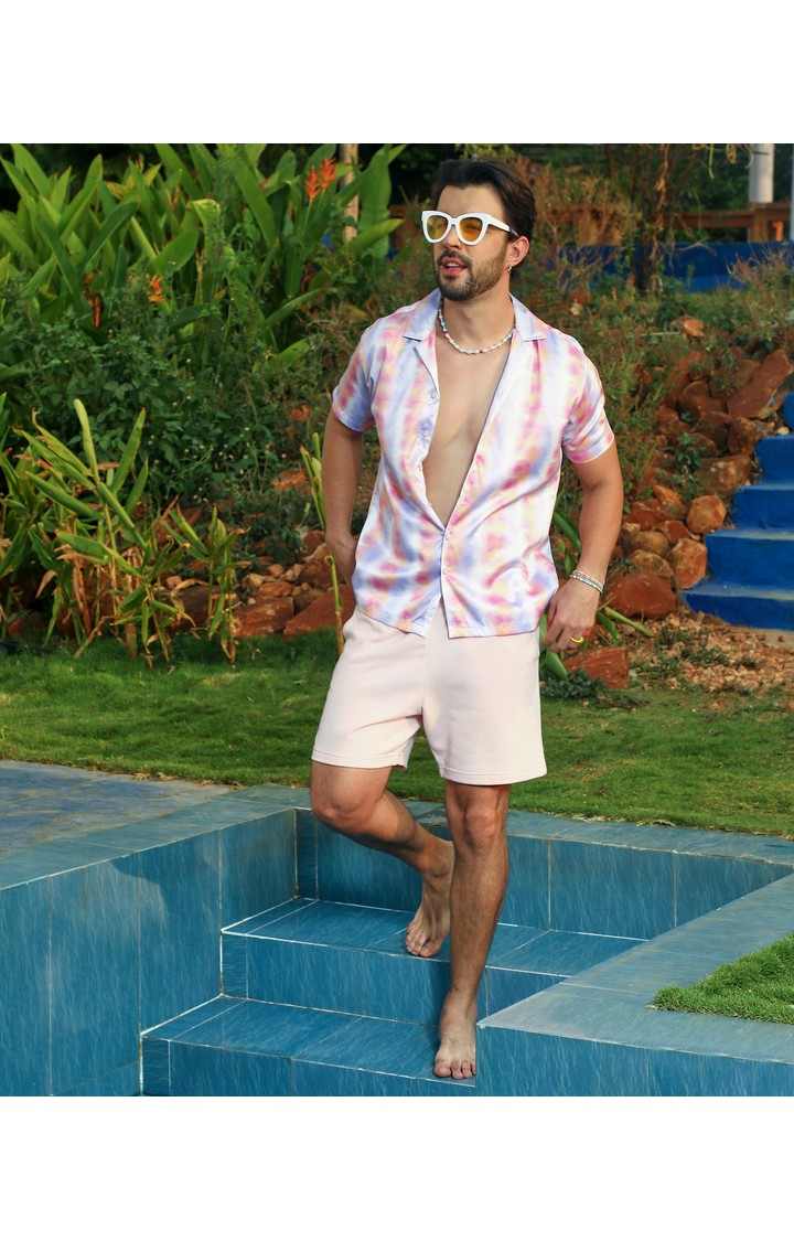 Men's Pink Printed Casual Shirts
