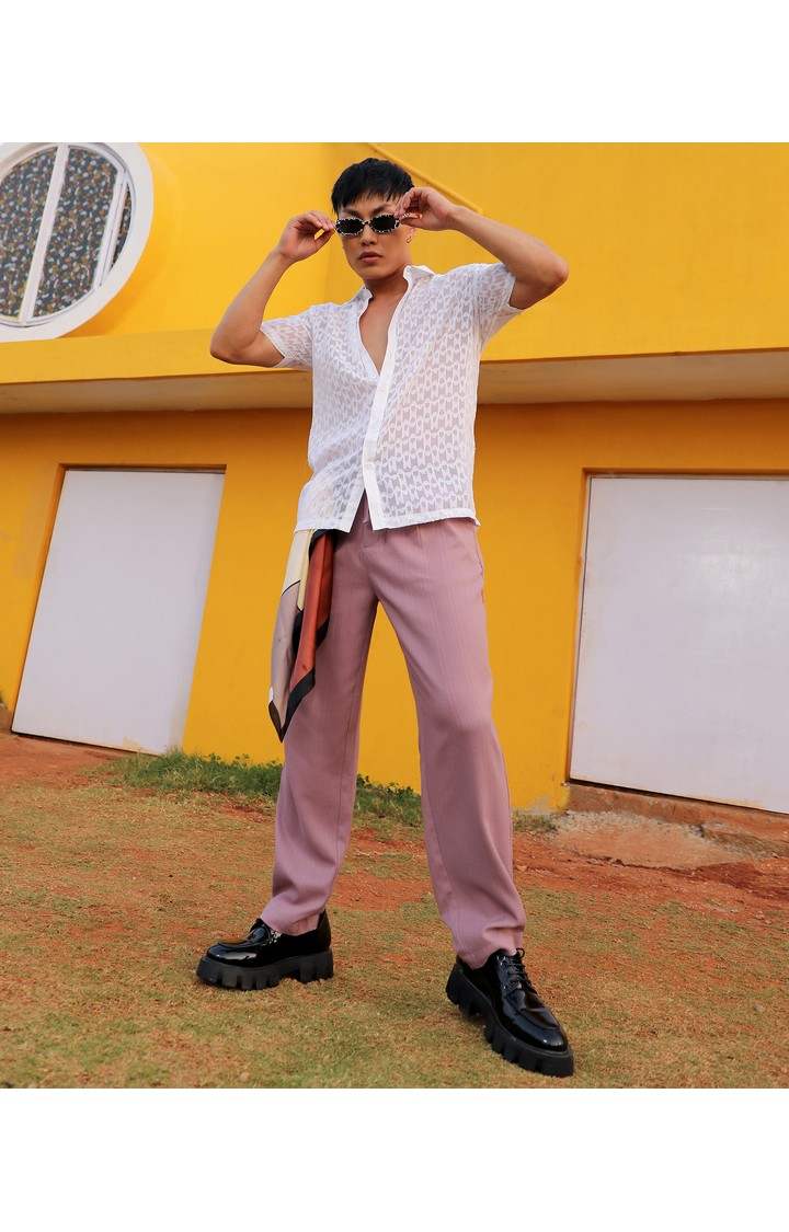 Men's White Solid Casual Shirts