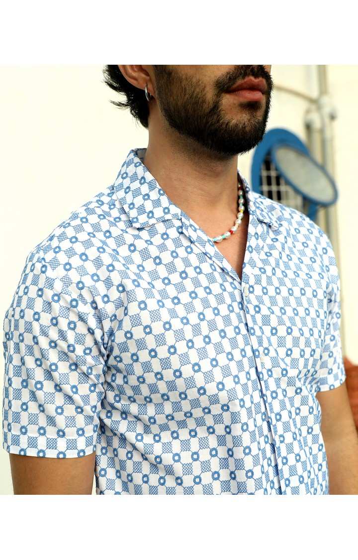 Men's White Embroidered Casual Shirts