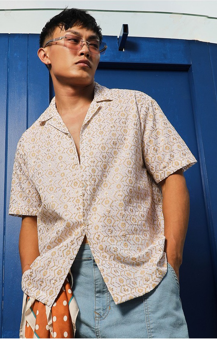 Men's Black Embroidered Casual Shirts