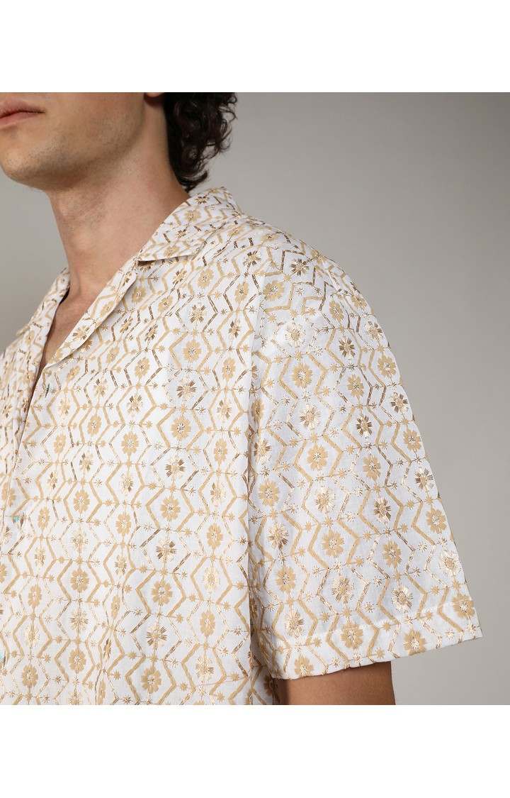 Men's Black Embroidered Casual Shirts