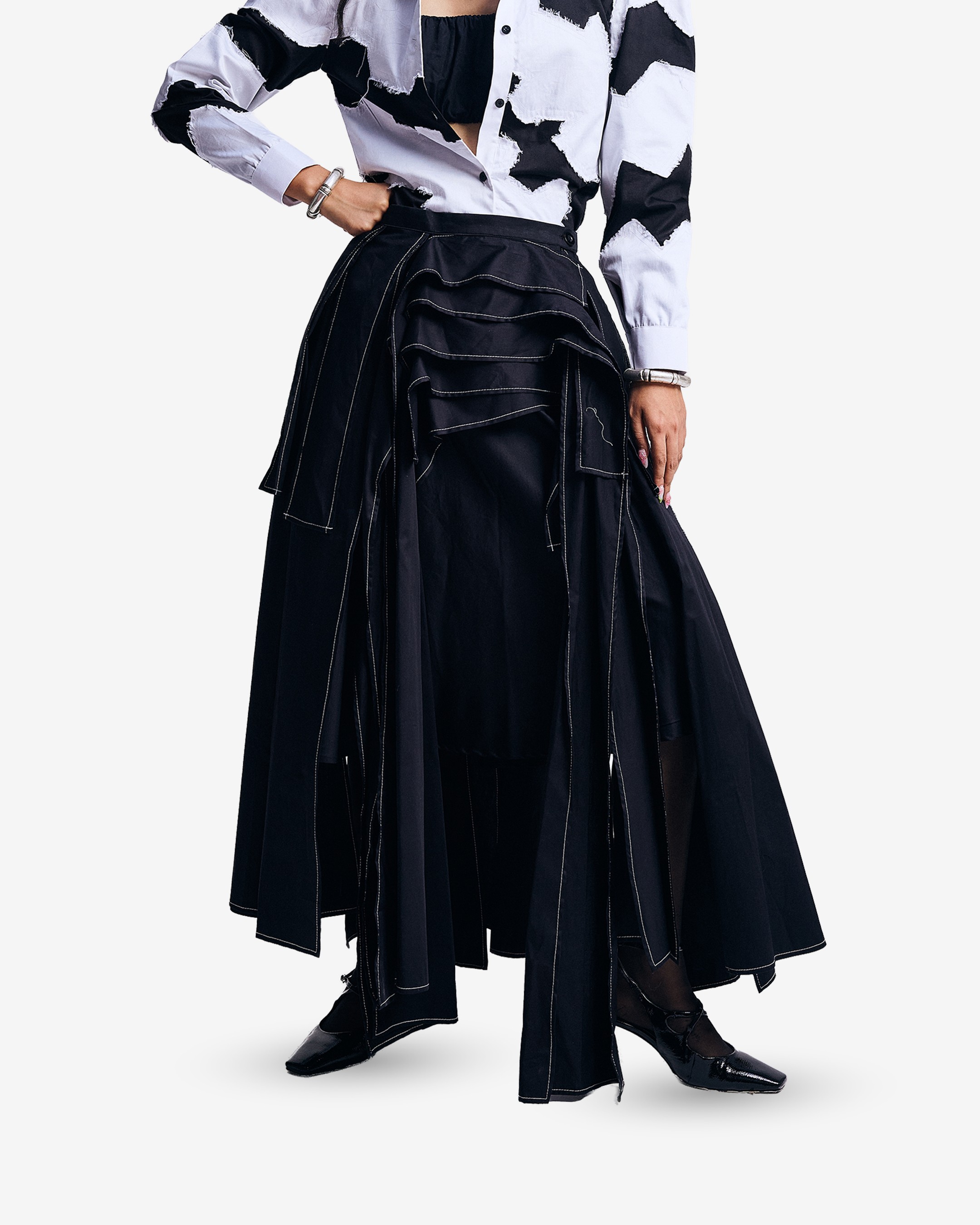 Monochrome Petal Skirt