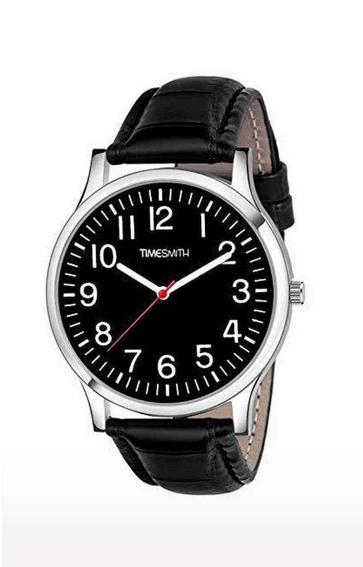 Strap Timesmith Watch Company Timesmith Black Leather Dial Watch