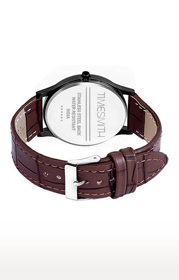 Timesmith | Timesmith Brown Leather Black Dial Watch CTC-012 For Men 1