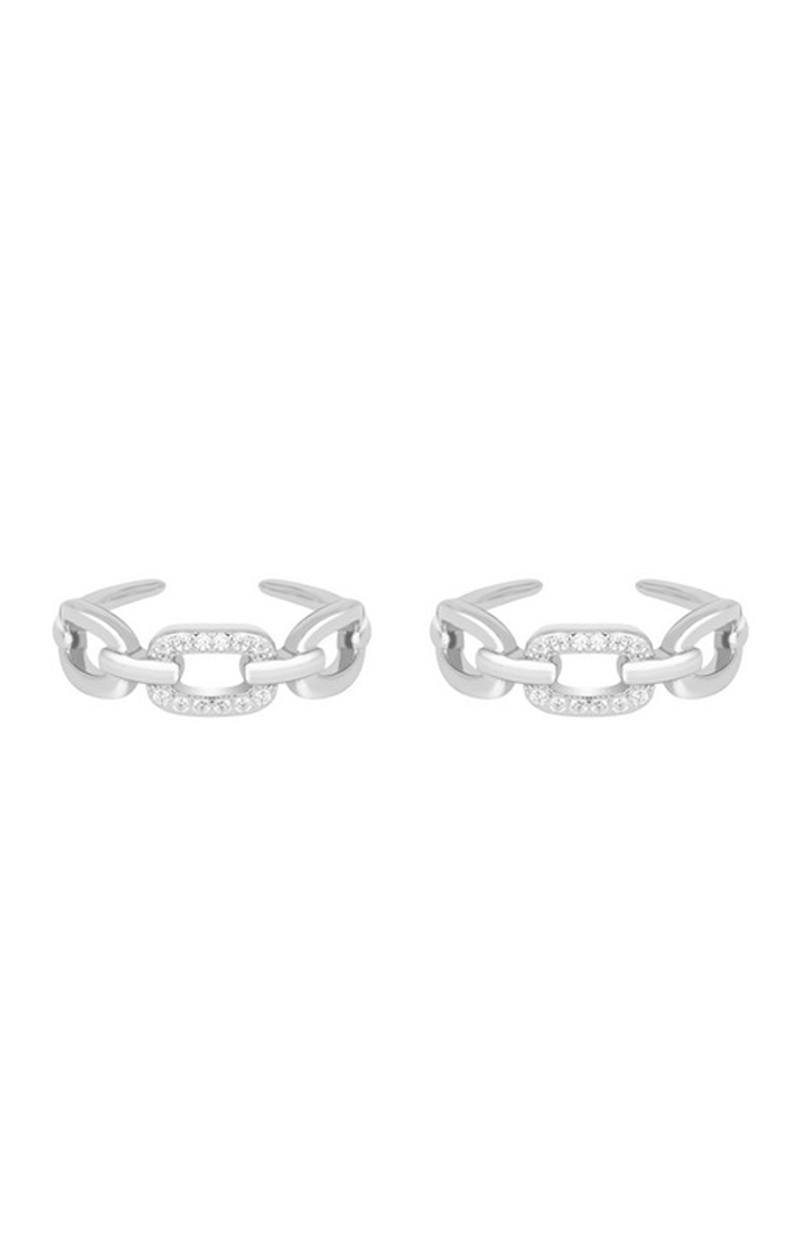 Stone Interlocking Toe Ring in Silver Color