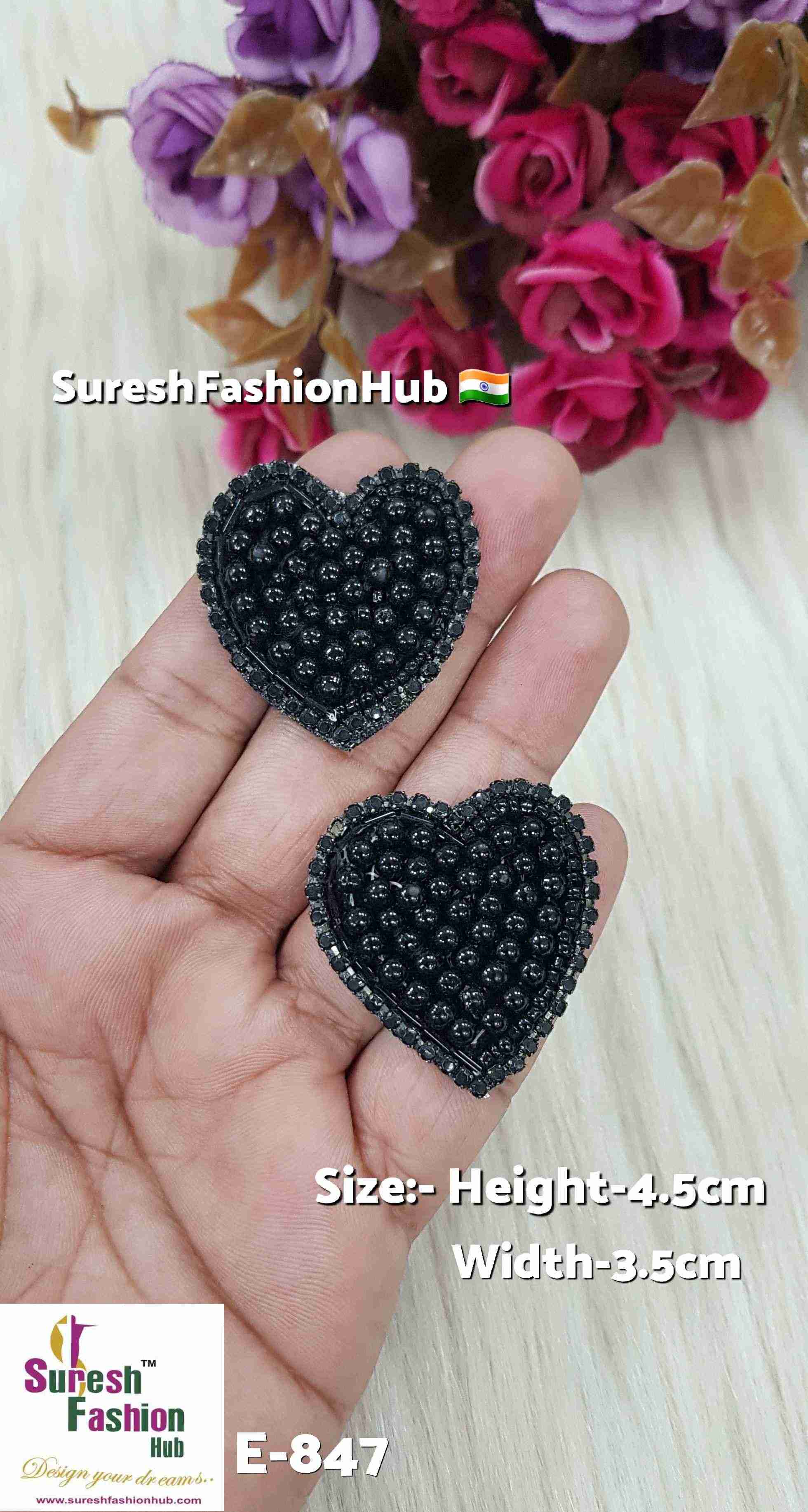Handmade Black Heart Patch