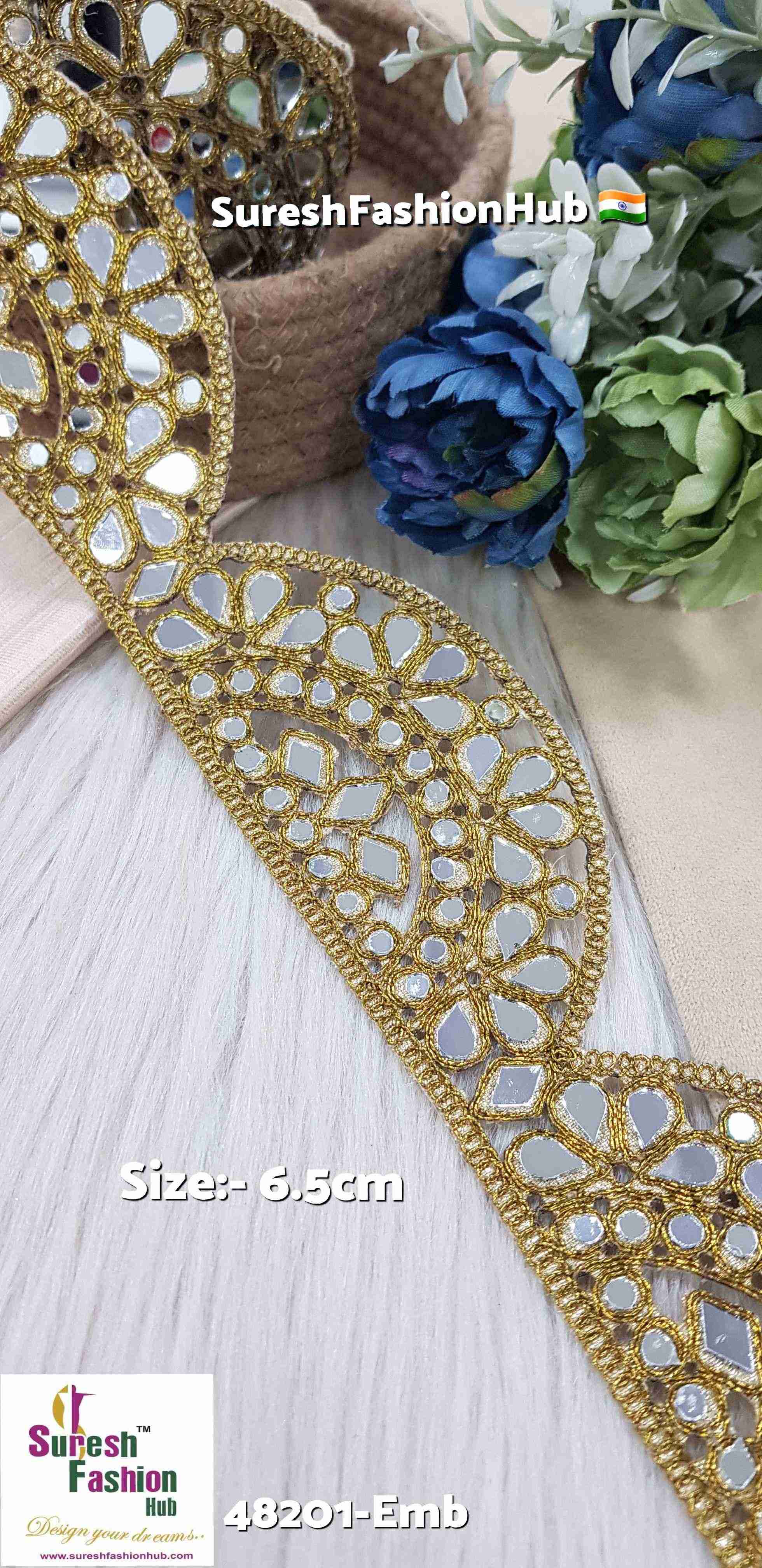 Matt Scalloped Floral Mirror Cutwork Lace