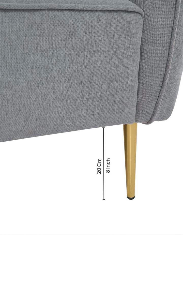 neudot Diva RHS Sofa Chaise Lounger with Golden Legs for Living Room|Bedroom|2 Person Sofa|Diwan|Premium Fabric | Solid Wood Frame|2 Seater (Colour : Misty Grey (DIY))