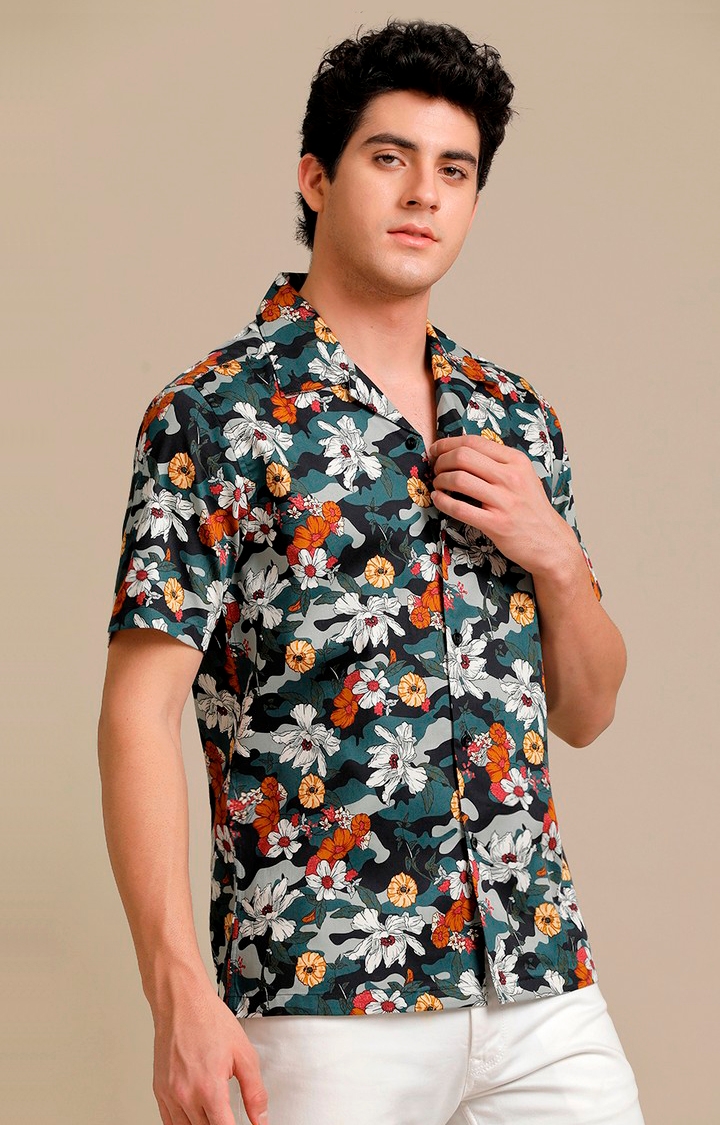 Men's Multicolor Cotton Floral Casual Shirt
