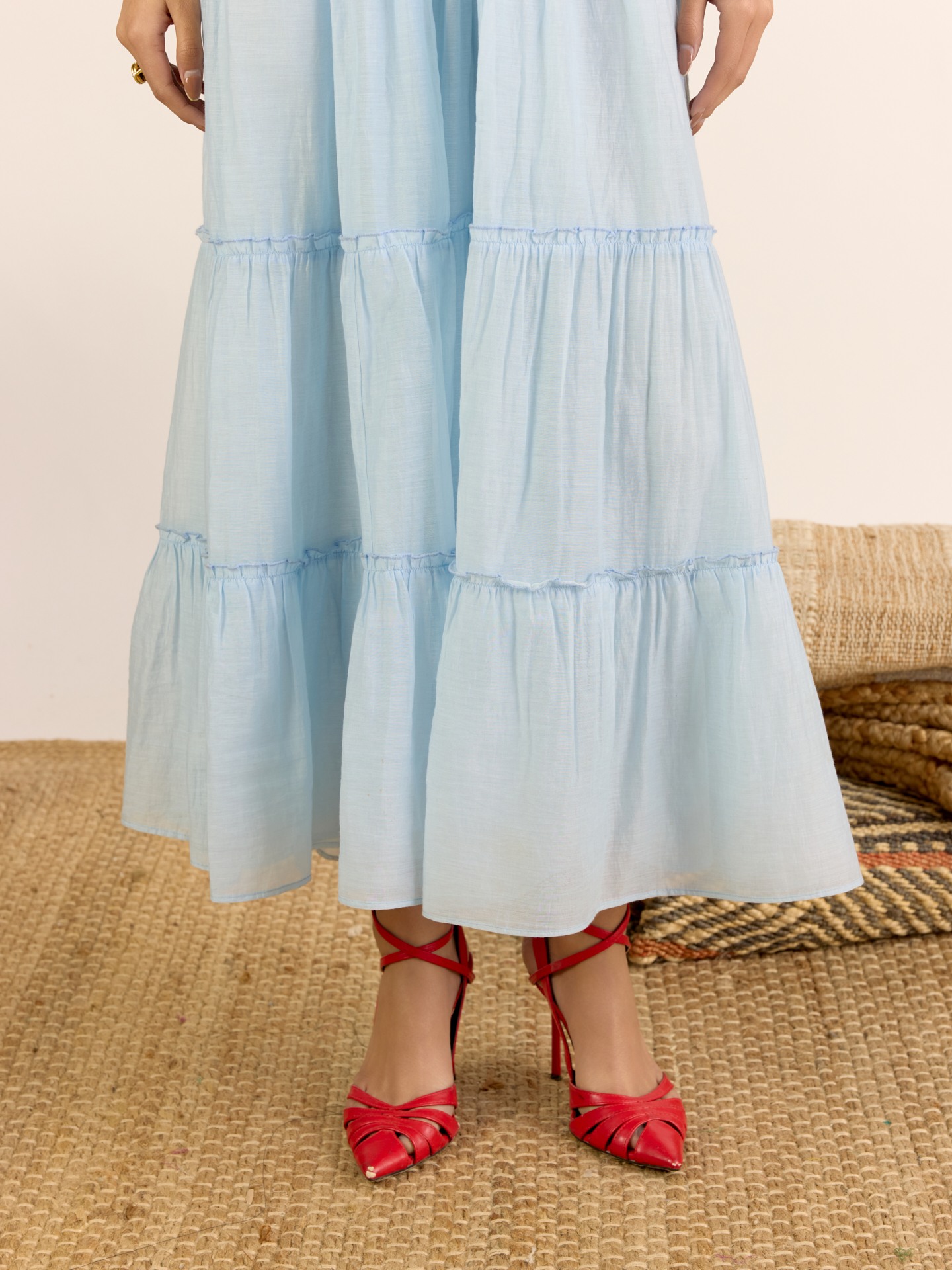 Blue Nilambiri Solid Long Dress