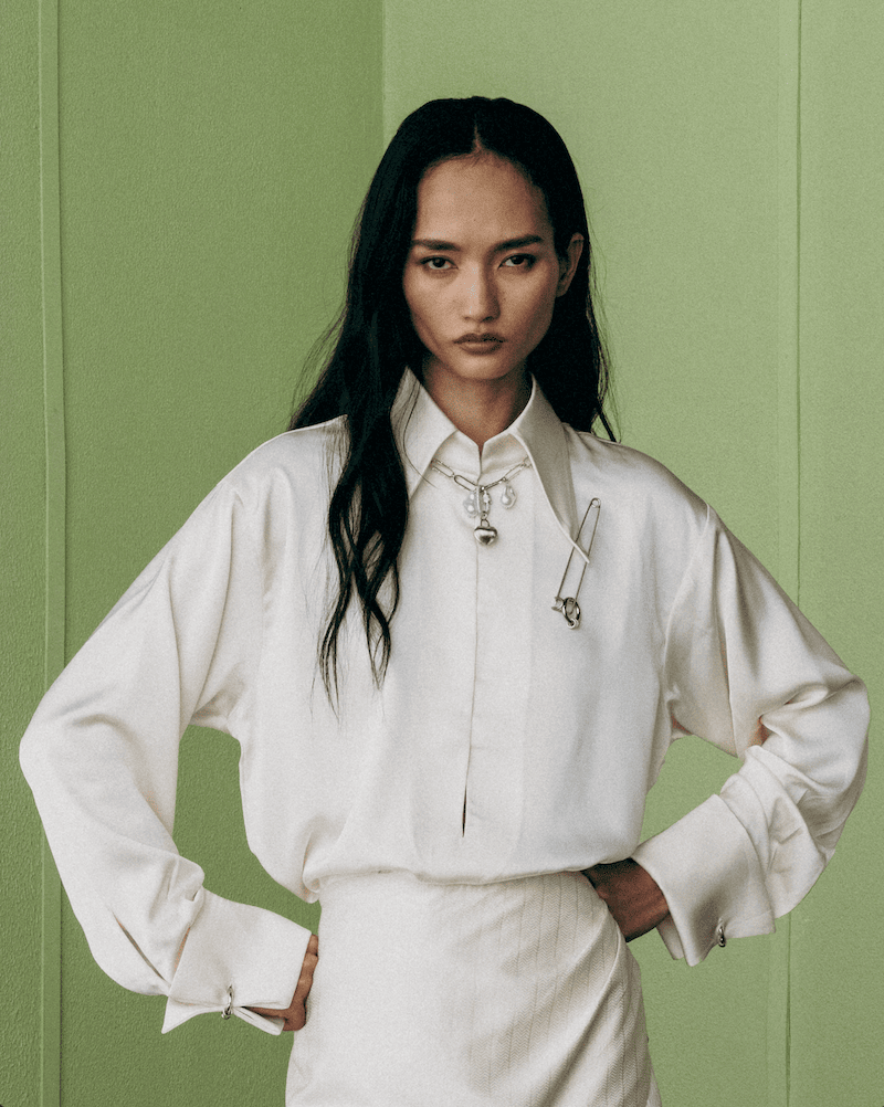 Deep Neck Statement Sleeve Shirt