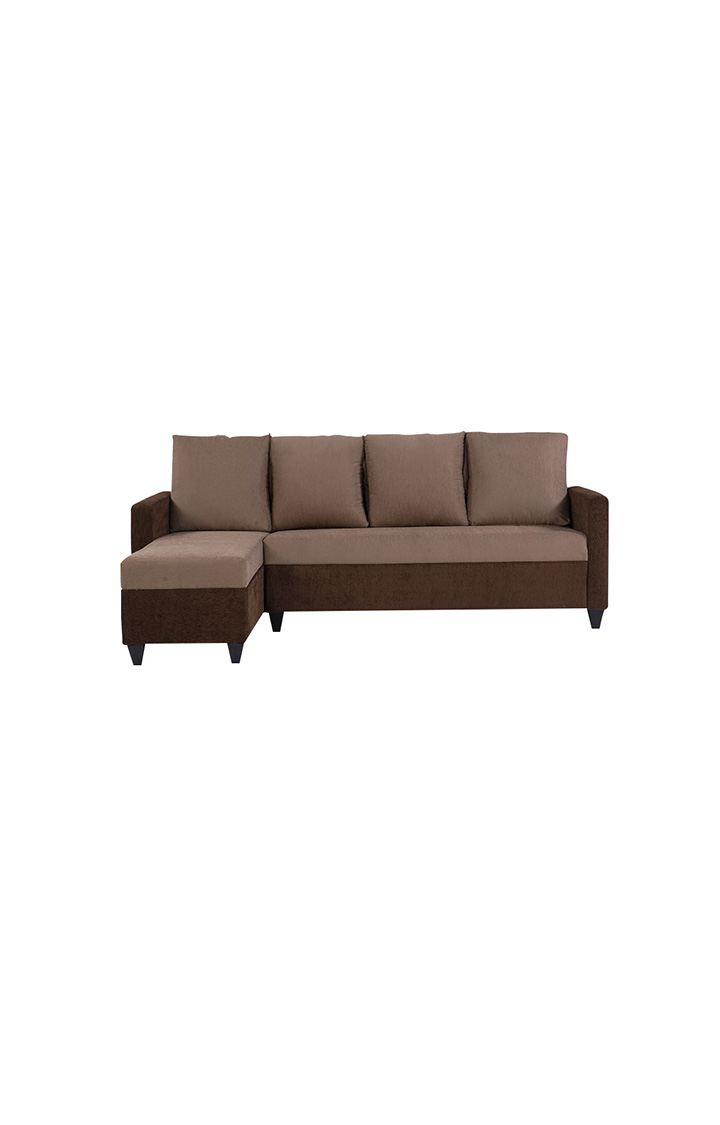 neudot Saya RHS Sectional Sofa for Living Room |6 Person Sofa| Premium Fabric with Cushioned Armrest | 12 Months Warranty| Solid Wood Frame| 6 Seater in Saya Duo Brown Color DIY(Do-It-Yourself)