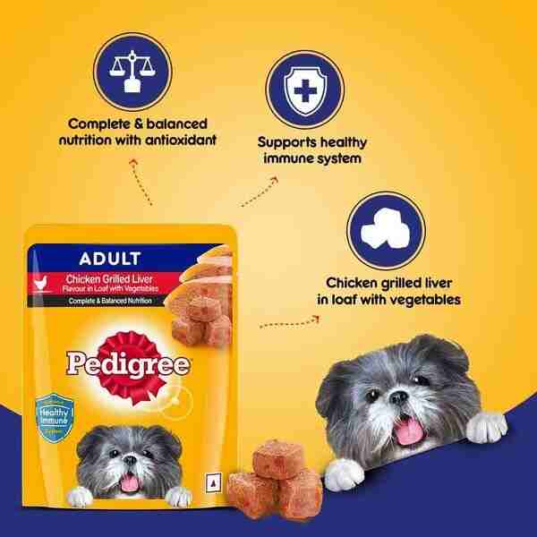 Pedigree Adult Chicken, Grilled Liver Loaf Flavor with Vegetables Wet Dog Food - 70 g
