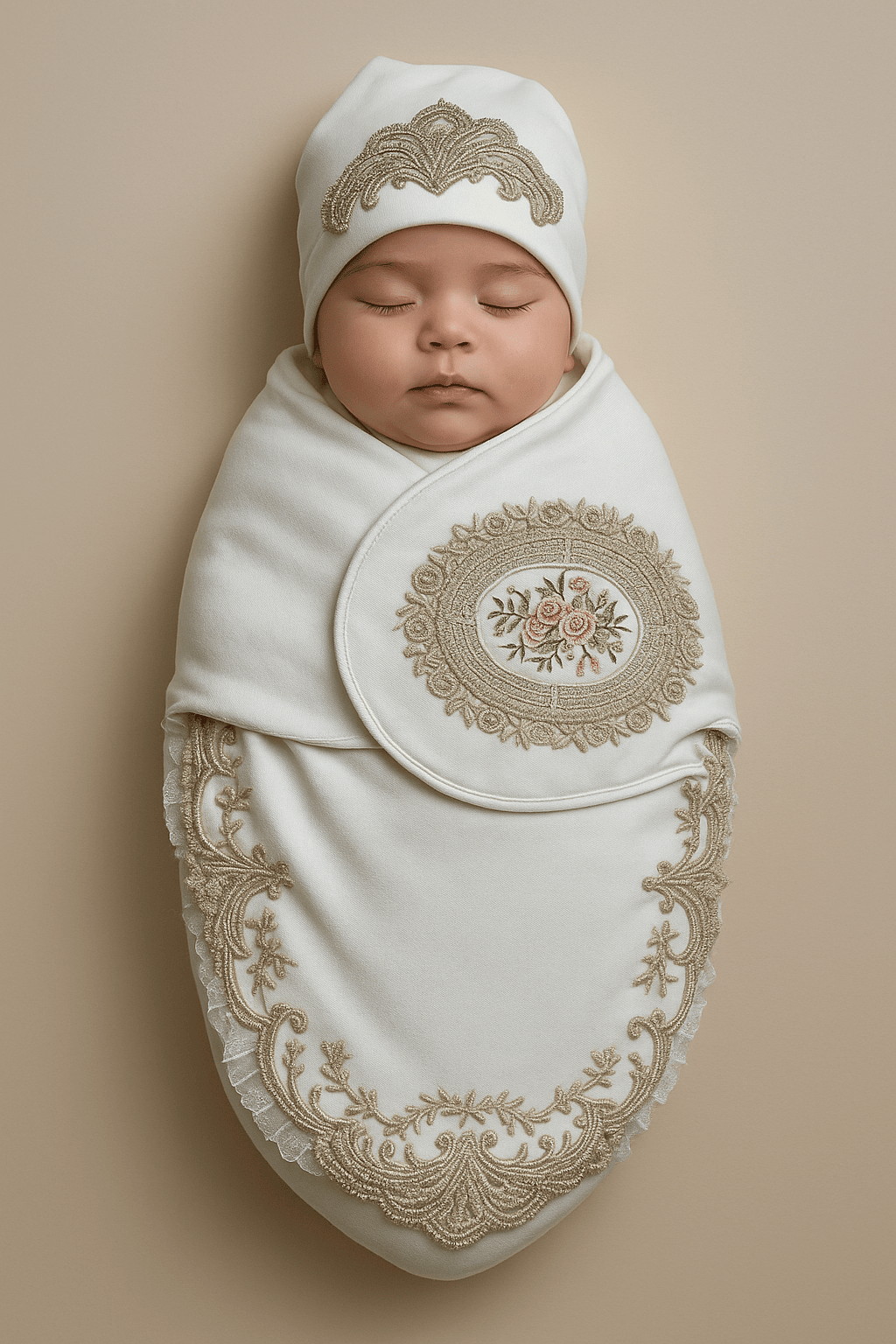 Regal Blossom Swaddle and Cap Set