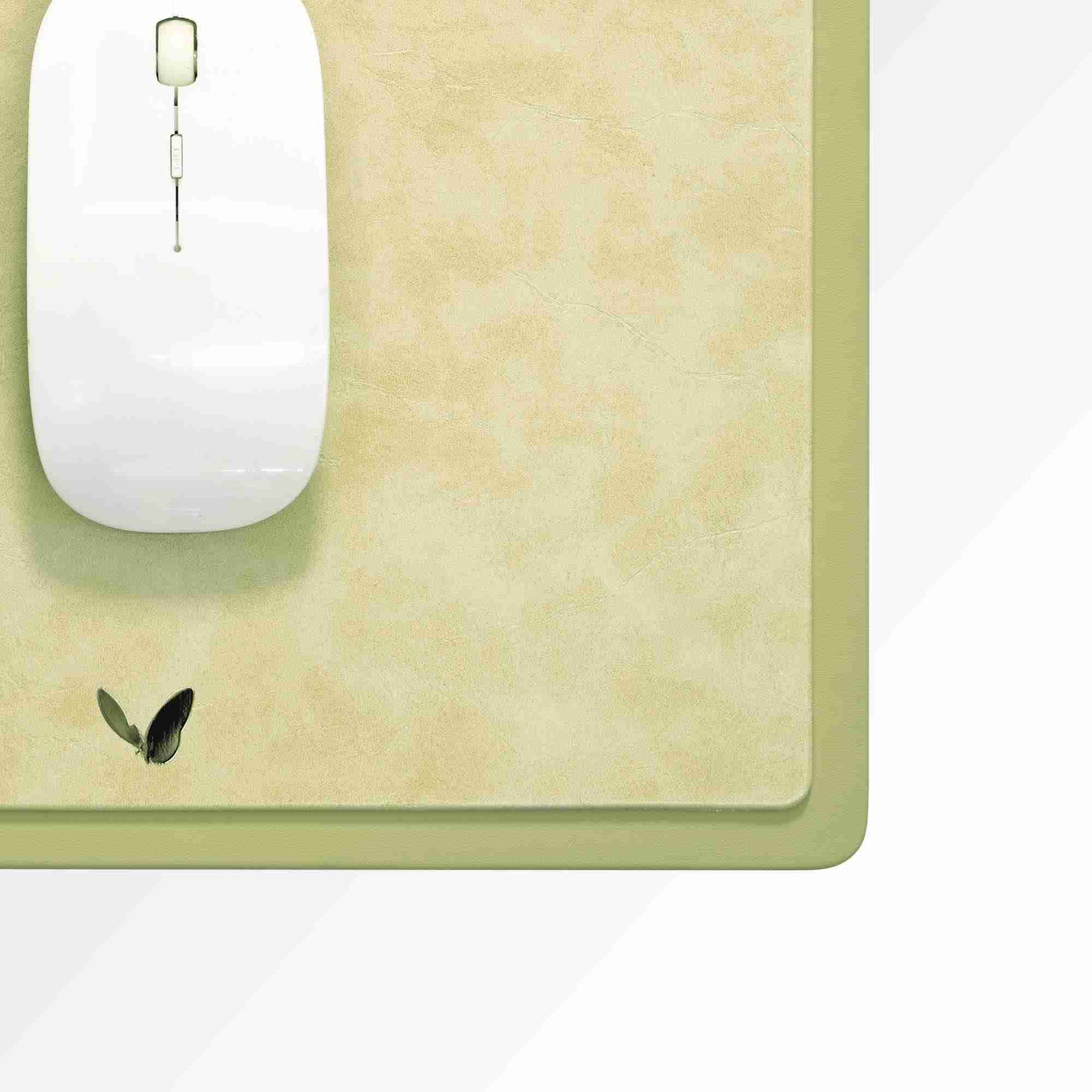 Rectangular Mouse Pad in Faux Leather | Rigid | 11×9 Inches | Moderno | Cream