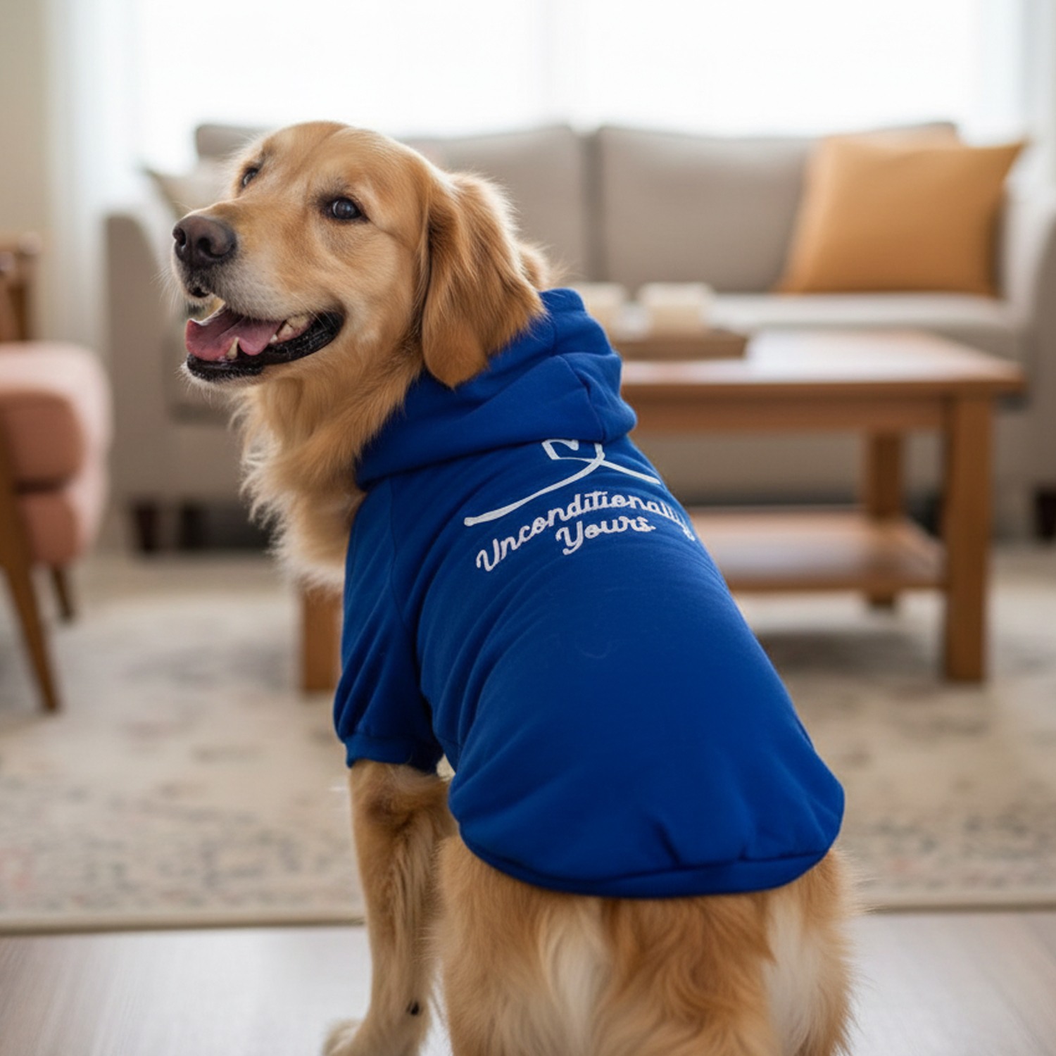 Ezra Quote Hoodie Cotton Comfort for Dogs, Blue