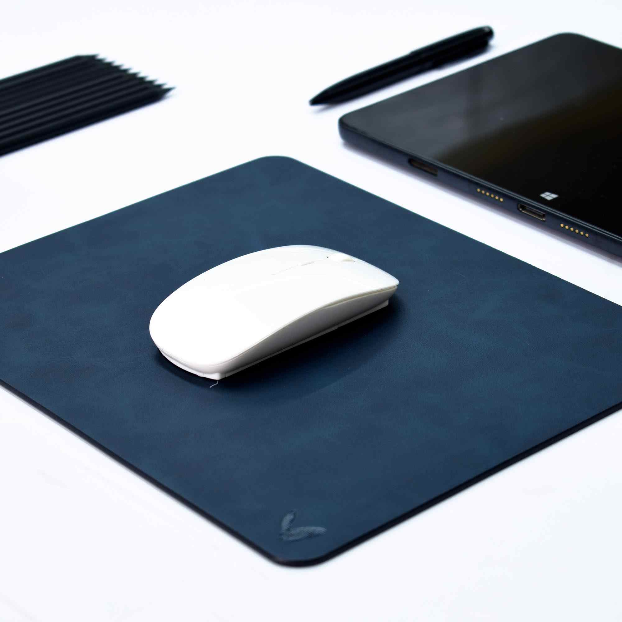 Rectangular Mouse Pad in Faux Leather | Creasing Free | High Precision | Reversible | Flexible | 11×9 Inches | Uniflex | Blue