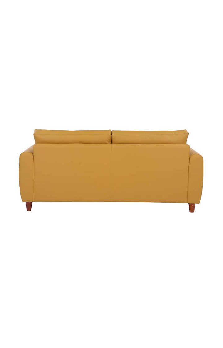 neudot Scott Sofa for Living Room |3 Persons Sofa|Premium Leatherette with Cushioned Armrest | Solid Wood Frame|3 Seater in Husky Yellow Color