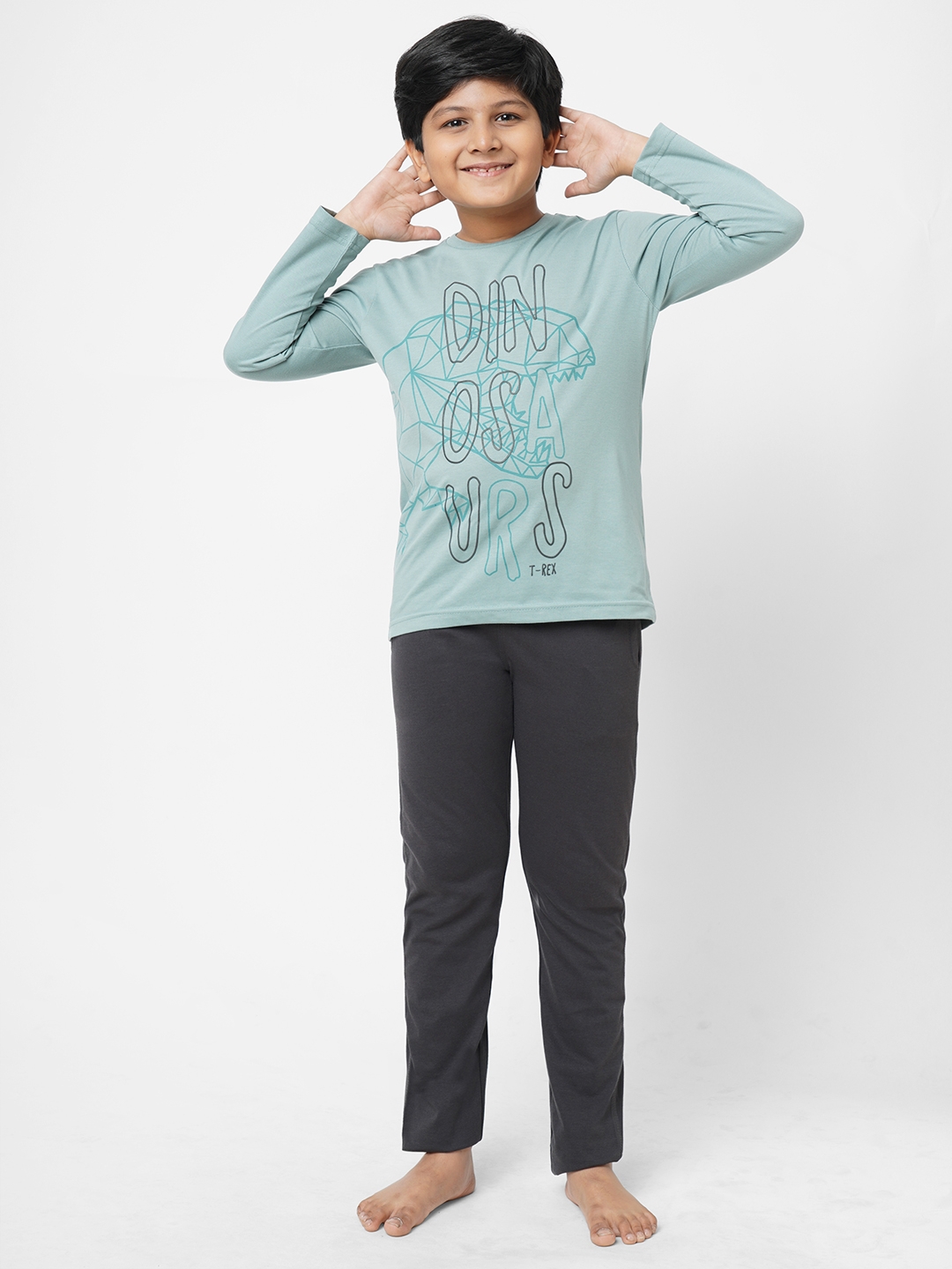 Sweet Dreams | Sweet Dreams Boys Marine Green Cotton Blend Solid Night Suits 2